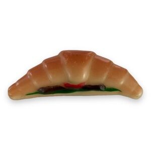 Vintage Plastic Food Croissant Sandwich Refrigerator Magnet - Measures 2.5” tall